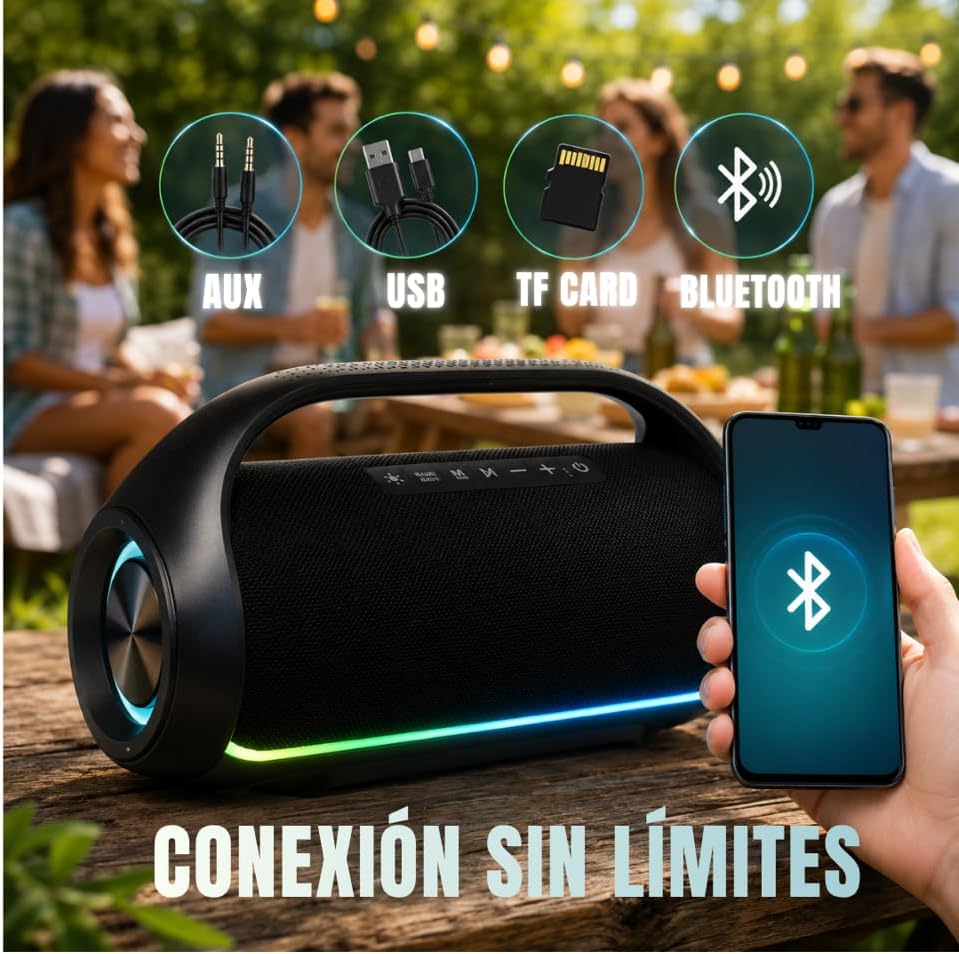 DYNASONIC S90 – IPX7 tragbarer Bluetooth Lautsprecher. Kabelloser Outdoor Lautsprecher. Stereoanlage