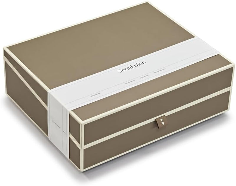 Semikolon 370087 Dokumentenbox – Aufbewahrungs-Box für Dokumente A4 – 31,5 x 26 x 10 cm – fango beig