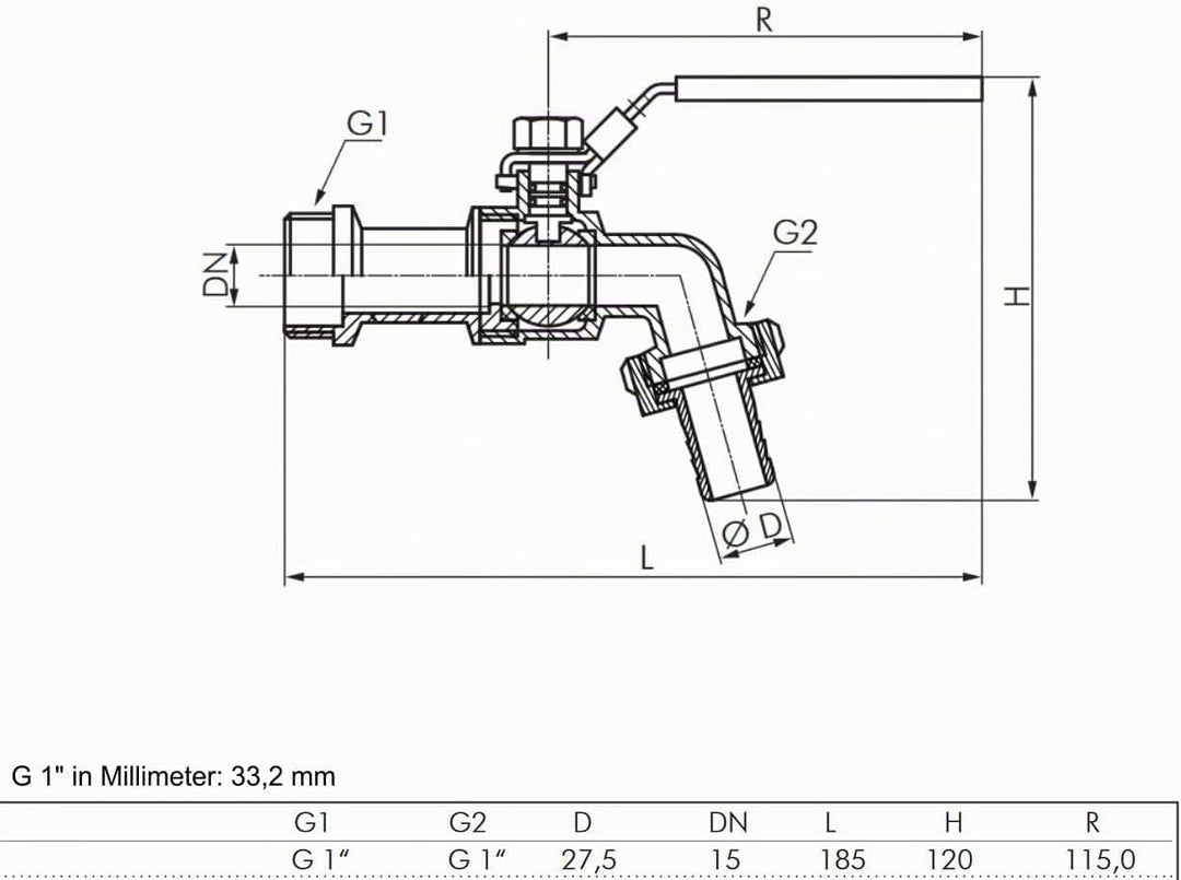 Kugelauslaufhahn Edelstahl V4A - PN 16 - Kugelhahn Wasserhahn, Druckluft - G 1/2" - G 3/4" - G 1" -