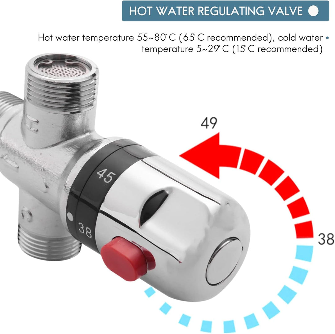 Jevina 3 Wege Thermostat Mischventil Aus Massivem Kupfer, 3/4 Solar Warm Wasser Bereiter, Regulieren
