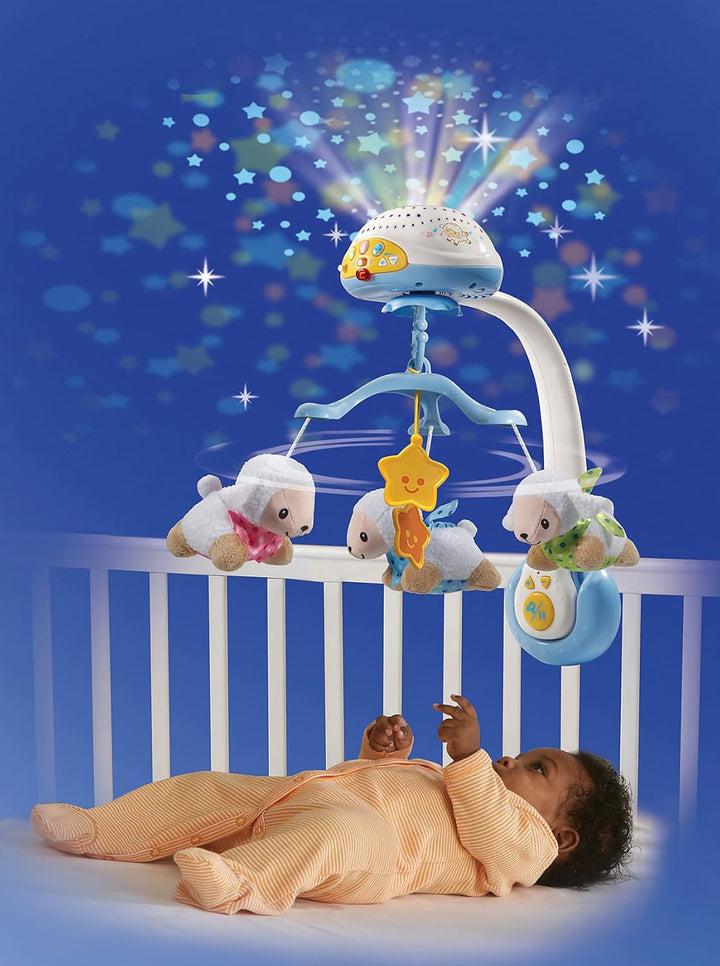 VTech Baby Schäfchen-Mobile – Buntes Mobile mit Plüsch-Schäfchen, Musik, Lichtprojektor, Zeitschaltu