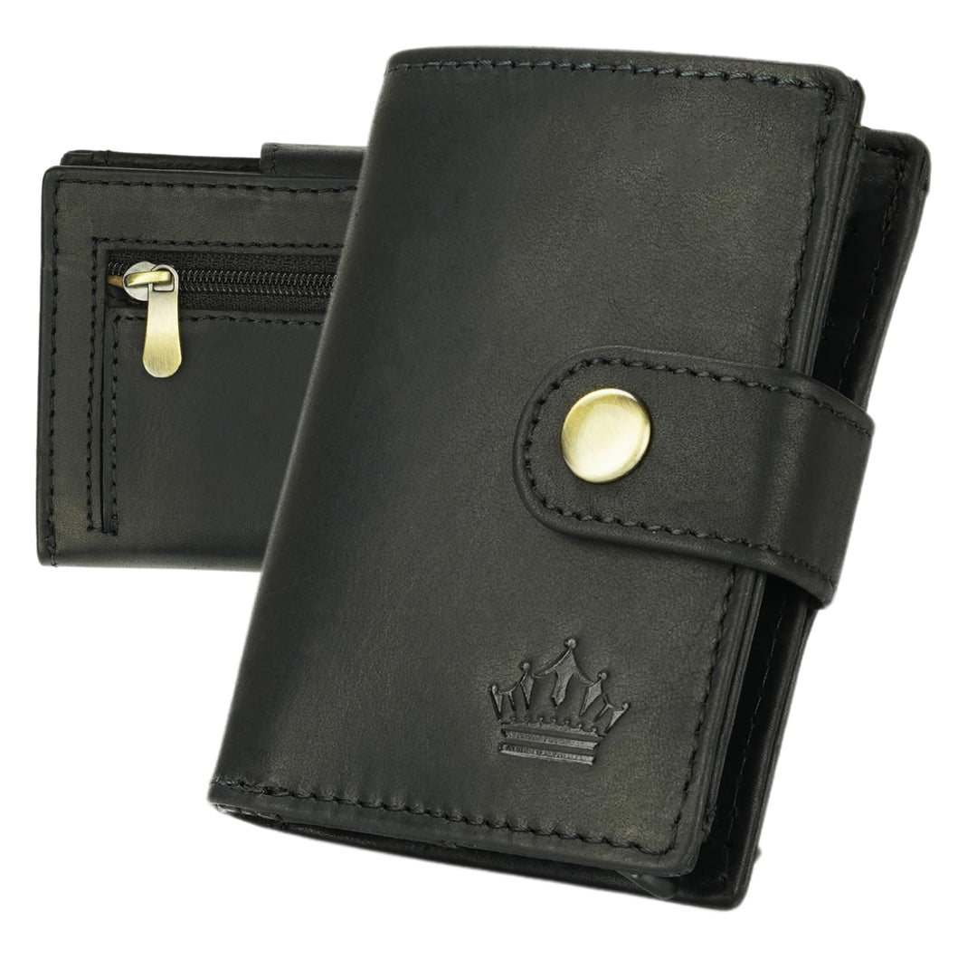 Slim Wallet Geldbeutel mit Münzfach und RFID-Schutz Rindleder Börse für Herren Mini Geldbörse NEU (S
