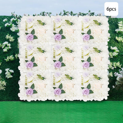 SABUIDDS 6 Stück Künstliche Blumenwand künstliche Blumen, 38×38cm, Dahlie, Champagnerrose und Chrysa
