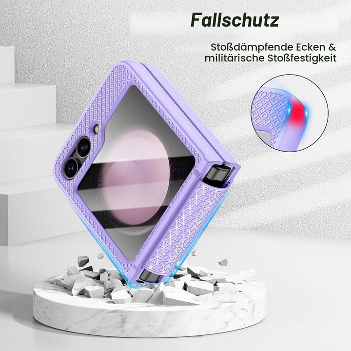 Doeshine for Samsung Galaxy Z Flip 5 Hülle mit Scharnierschutz &amp; Displayschutzfolie, Rutschfester Te