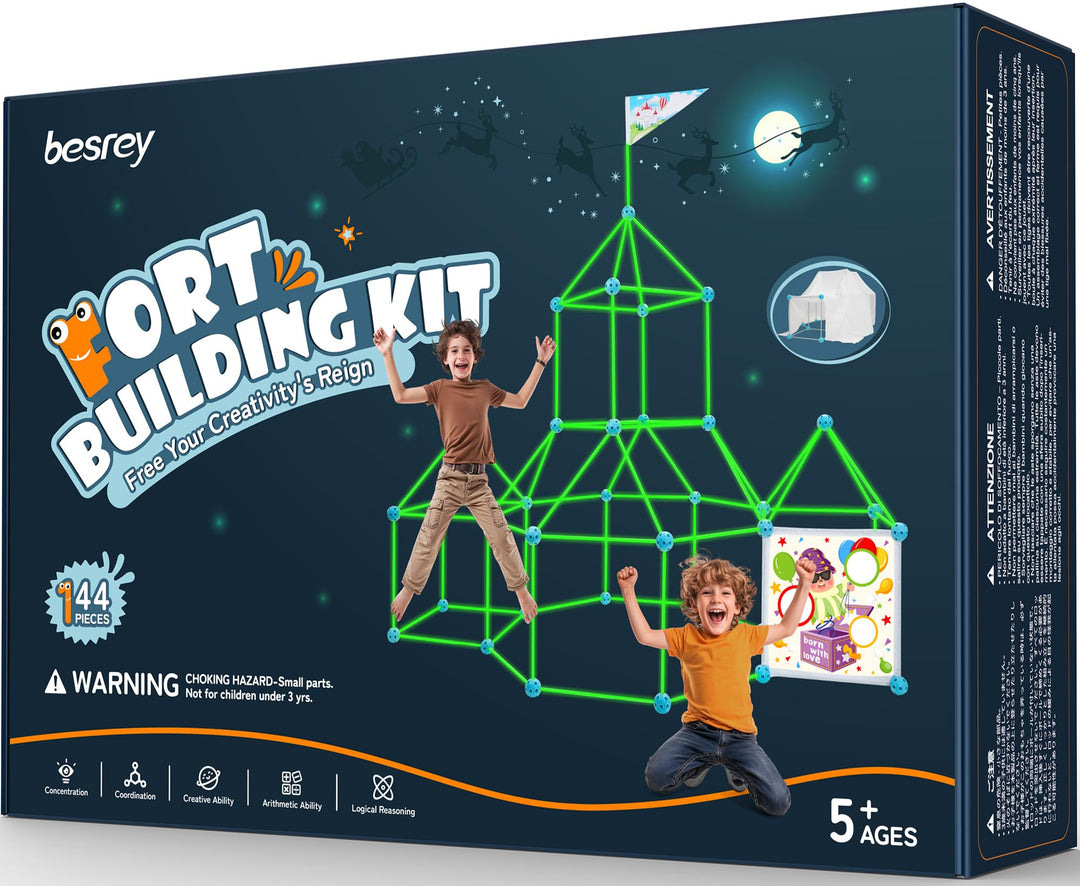 besrey Höhle Bauen Kinder – 144PCS Konstruktionsspielzeug mit Wurfspiel, Kinder Höhle, Outdoor Garte