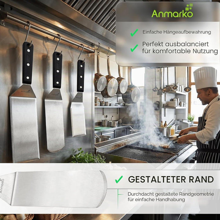 Exklusives Grillwender Set aus hochwertigem Edelstahl - BBQ Grillset in erstklassiger Qualität für H