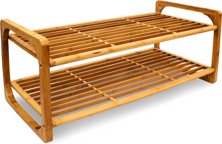 Relaxdays Schuhregal Bambus H x B x T: ca. 33 x 75 x 33 cm Schuhablage aus Holz für 6 Paar Schuhe Sc
