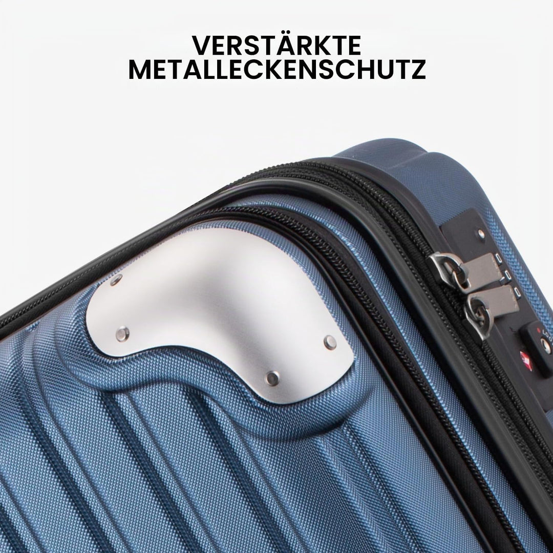LEVEL8 Koffer Trolleys Handgepäck Hartschalenkoffer Rollkoffer Reisekoffer, TSA Blau mit Organizer-s