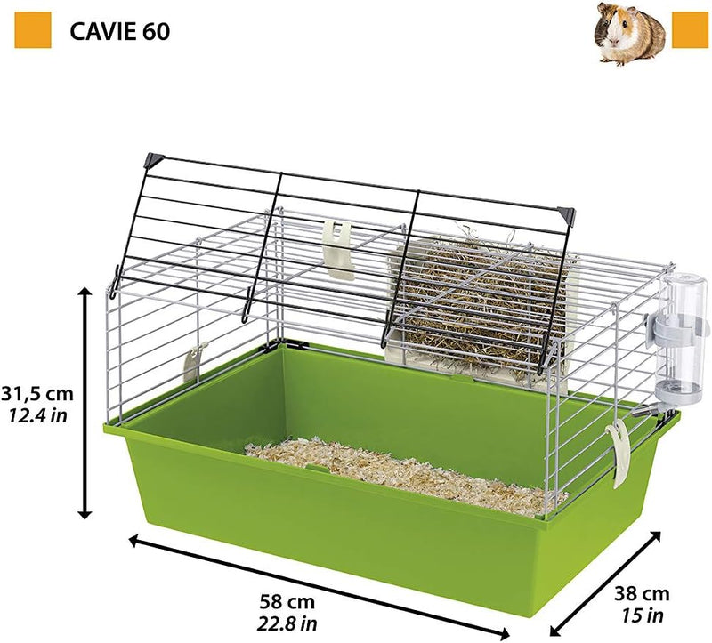 Ferplast Meerschweinchenkäfig, Kleintierkäfig, CAVIE 60 Kleintierzubehör inklusive, 58 x 38 x h 32 c