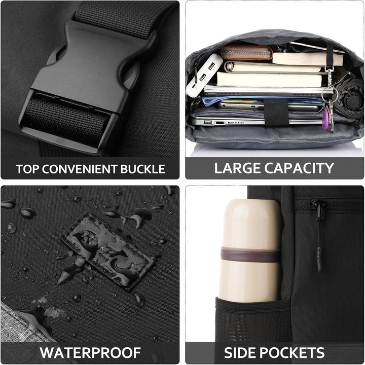 RJEU Rolltop Rucksack Herren Damen,17,3 Zoll Laptop Rucksack Männer für Uni,Business,Fahrrad,Reise,S