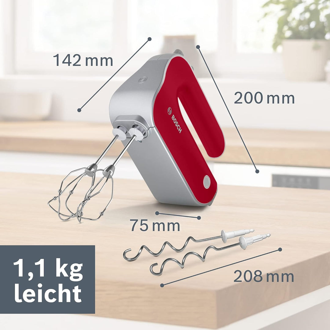 Bosch Handrührer Styline MFQ40303, 2 Rührbesen, 2 Edelstahl-Knethaken, spülmaschinengeeignet, 5 Stuf