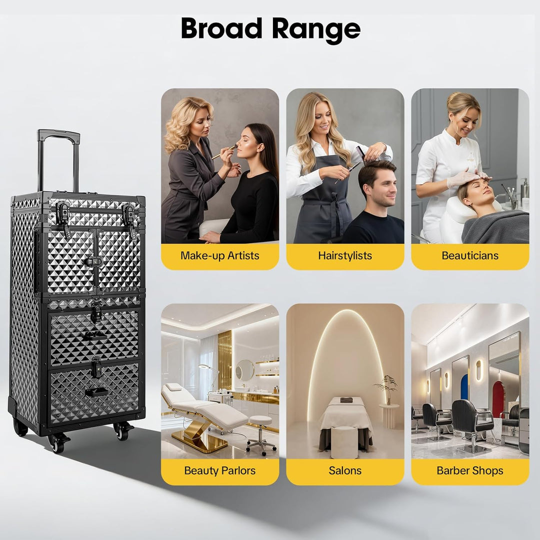 Kosmetikkoffer Trolley Make-up-Koffer mit 2 Schubladen und 2 Passwortschlössern Friseurkoffer Beauty