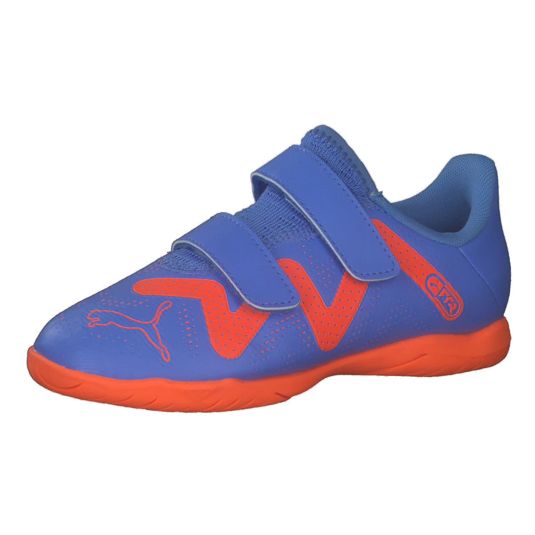 PUMA Unisex Kinder Future Play It V Jr Fussballschuh 31 EU Blue Glimmer Puma Weiss Ultraorange, 31 E