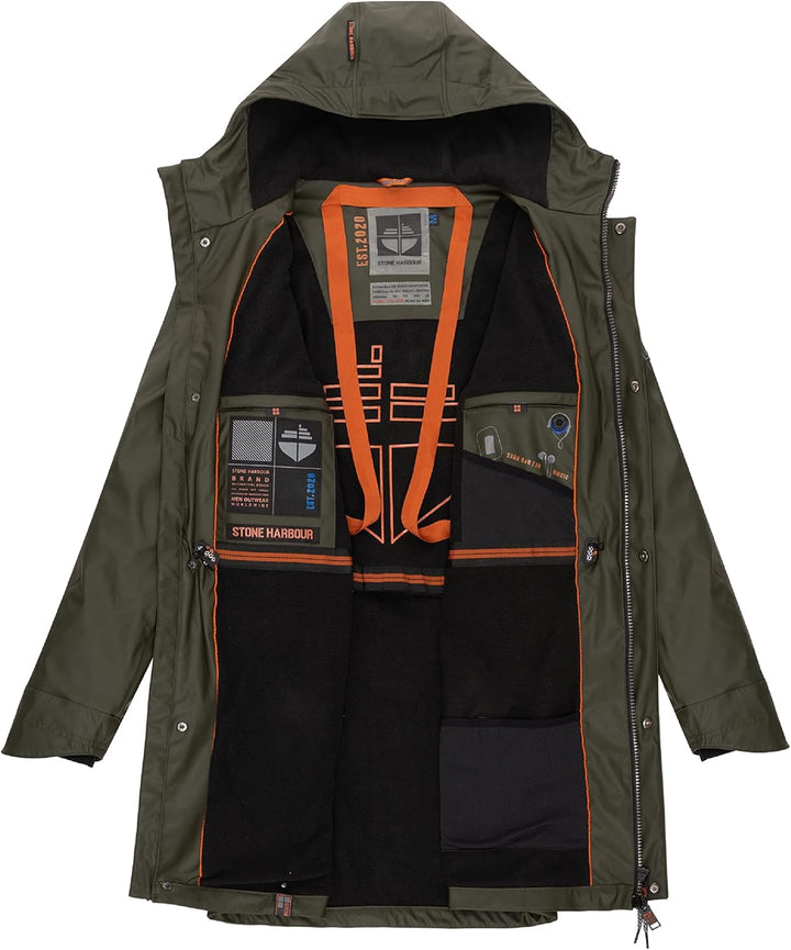STONE HARBOUR Warmer Regenponcho gefütterter Regenmantel wasserdicht mit innenliegendem Tragegurt un
