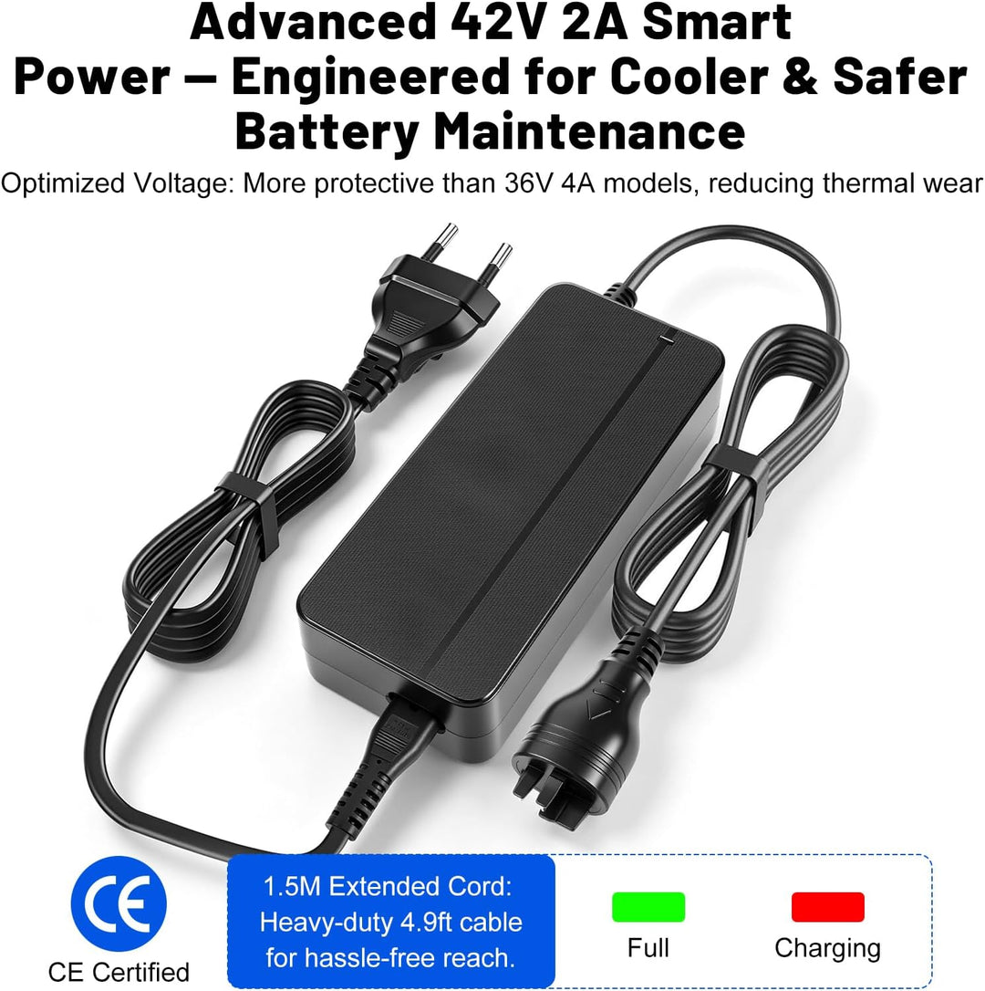 Für Bosch 36V E-Bike Ladegerät, 42V 2A Netzteil für PowerPack und PowerTube | 100-240V Reise-Ersatz