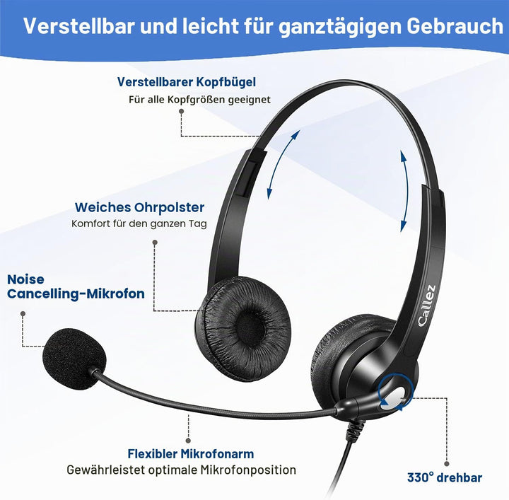 Telefon Headset RJ9 mit Mikrofon Noise Cancelling, Festnetztelefon Kopfhörer für Avaya 1408 Gigaset