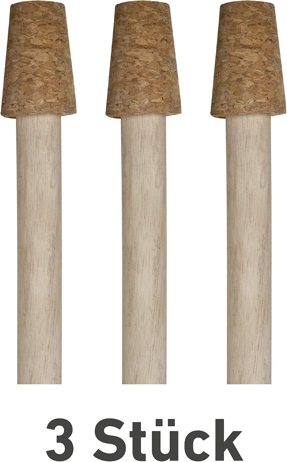 Windhager Rosenkugelstab SET, Holzstab für Gartenkugeln, Holz-Stab für Glaskugeln, mit Korkaufsatz,