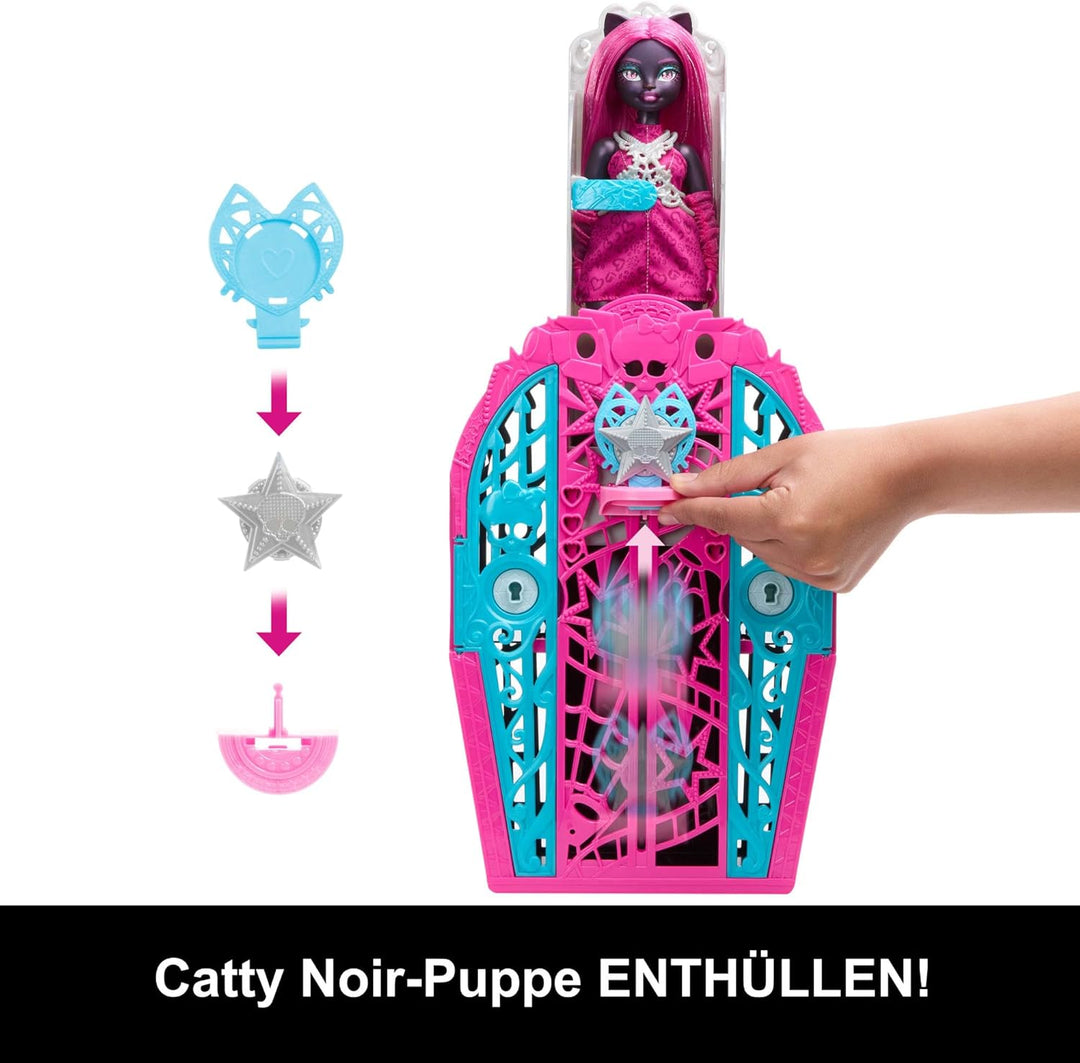Monster High Skulltimate-Secrets-Set aus Puppe und Accessoires, Hauntlywood Mysteries Catty Noir mit