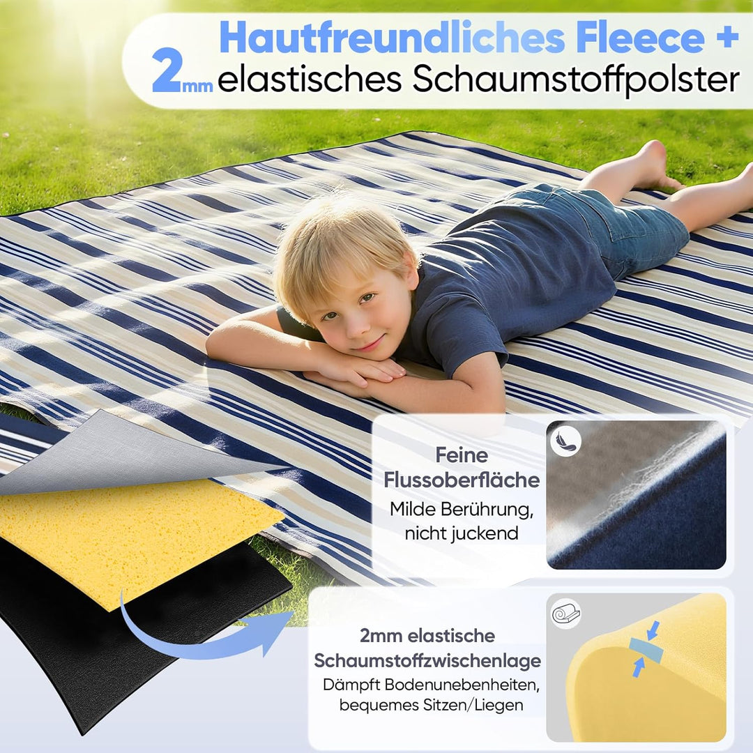 Sekey Picknickdecke Wasserdicht 200x300cm, sandfeste Strandmatte, PEVA-Wasserdichter Untergrund, Str