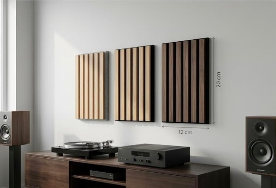 Akustikpaneele Holz Wandregal aus Echtholz Eiche &amp; Akustikfilz (Holz &amp; Akustitkfilz, Produktmuster)