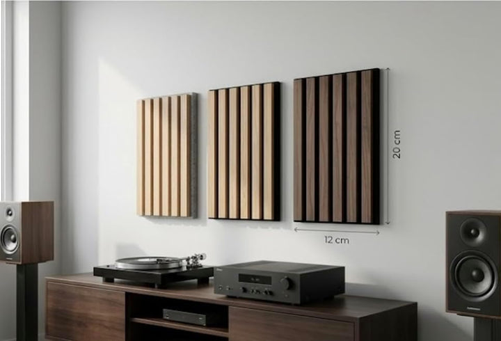 Akustikpaneele Holz Wandregal aus Echtholz Eiche &amp; Akustikfilz (Holz &amp; Akustitkfilz, Produktmuster)