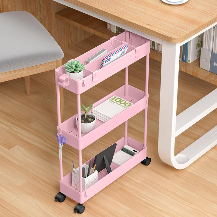 SPACELEAD Schlanker Regalwagen, 3 Etagen, Badezimmer-Organizer, rollbarer Allzweckwagen, Mobile Rega