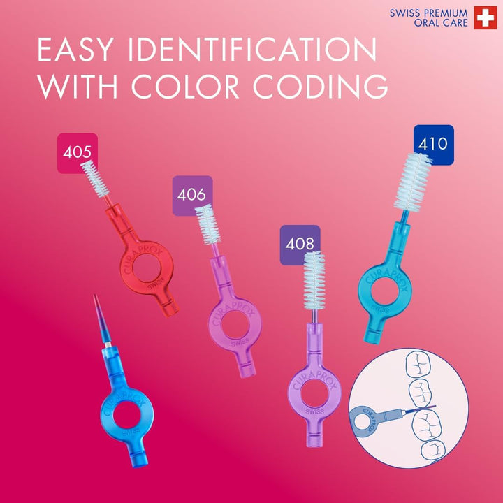 Curaprox Interdentalbürsten CPS 405 perio plus, Set aus 5 Bürsten Grösse 1,3 mm und einem Halter UHS