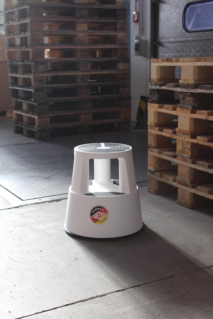 WEDO Rollhocker Super Step – robuster Tritthocker aus bruchfestem Kunststoff, TÜV/GS-geprüft nach EU