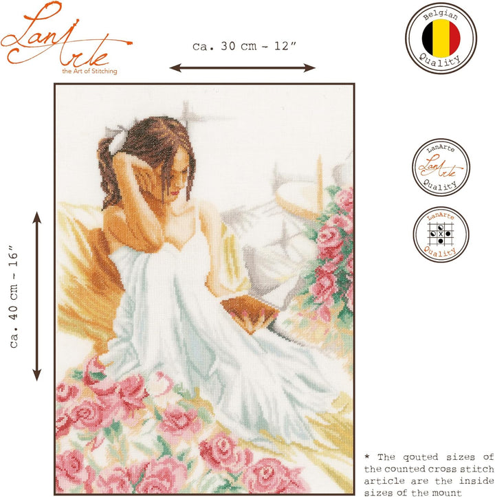 Lanarte Zählmusterpackung Lesend Leinen Kreuzstichpackung, Baumwolle, Mehrfarbig, 30 x 40 x 0.3 cm M