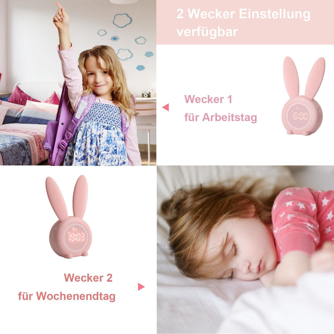 Baby Kinder Lichtwecker Hasenwecker Hasen Wecker Uhr Rabbit Alarm Clock Wake Up Light Nachttischlamp