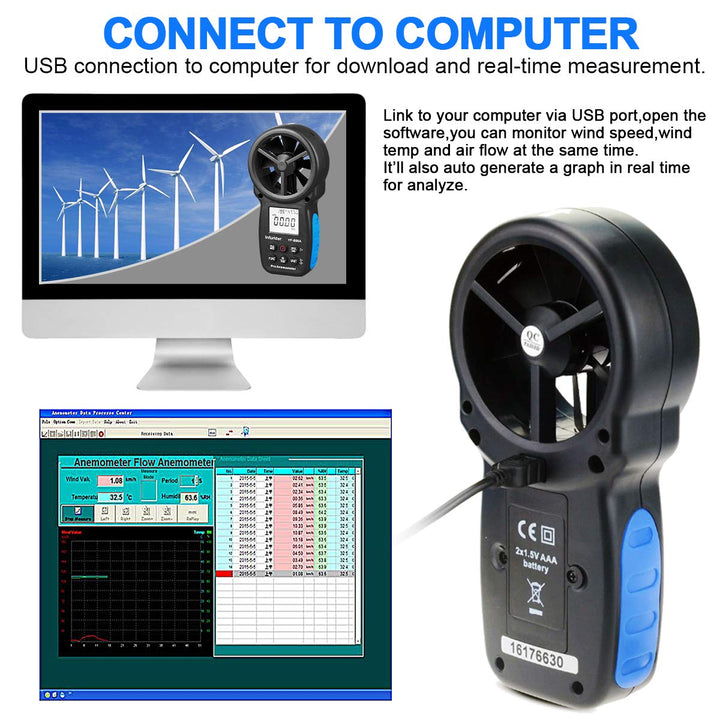 Windmesser Windmessgerät,INFURIDER YF-866A Handheld Anemometer Digital Wind Speed Meter Gauge Windge