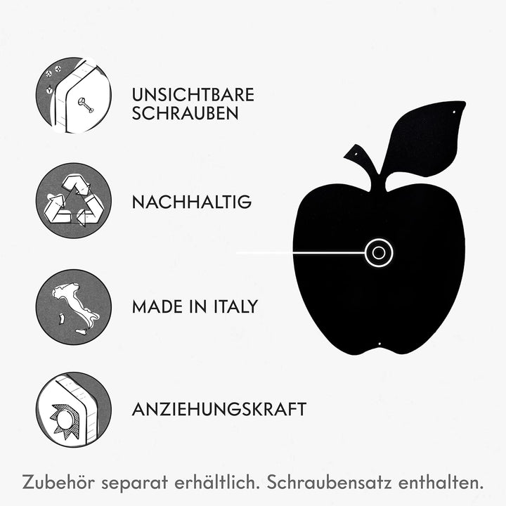 KalaMitica Apfel Design magnetische Kreidetafel aus Stahl, Anthrazit, 56x38x0,12cm, Apfel