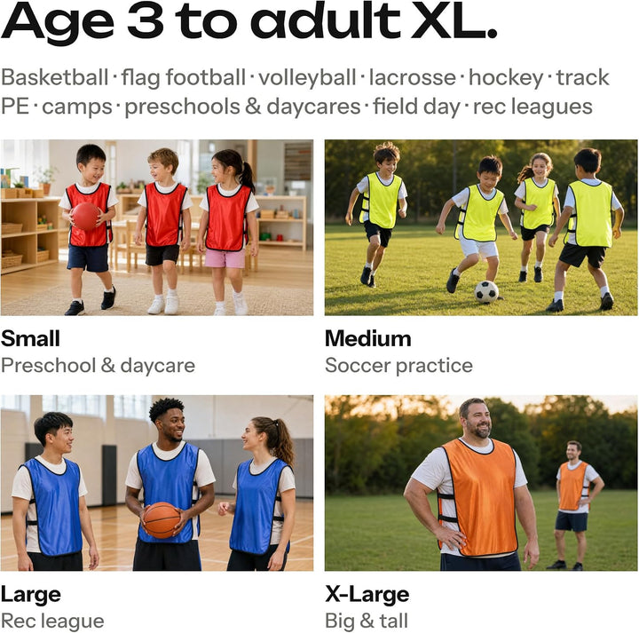 Sporttrikot für Kinder, Junioren und Erwachsene (12er Pack) Perfekt für Basketball, American Footbal