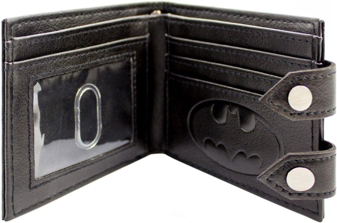 The Dark Knight Batman Anzug Stahl Abzeichen Doppelknopf Geldbörse/Geldbeutel Bi-Fold ID & Kartenhal
