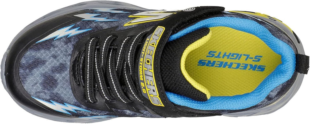 Skechers Jungen Light Storm 2.0 Sneaker 27 EU Black Textile Synthetic Blue Yellow Trim, 27 EU Black