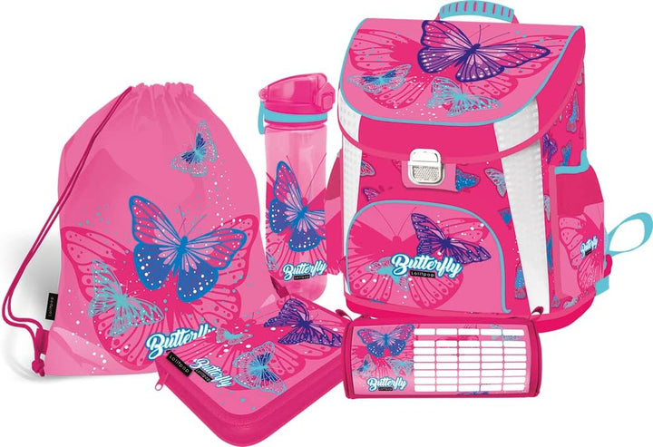 SCHMETTERLING SCHULRANZEN SET MÄDCHEN 1 KLASSE | SET 5 TEILIG FÜR GRUNDSCHULE | SUPER LEICHT | ERGON