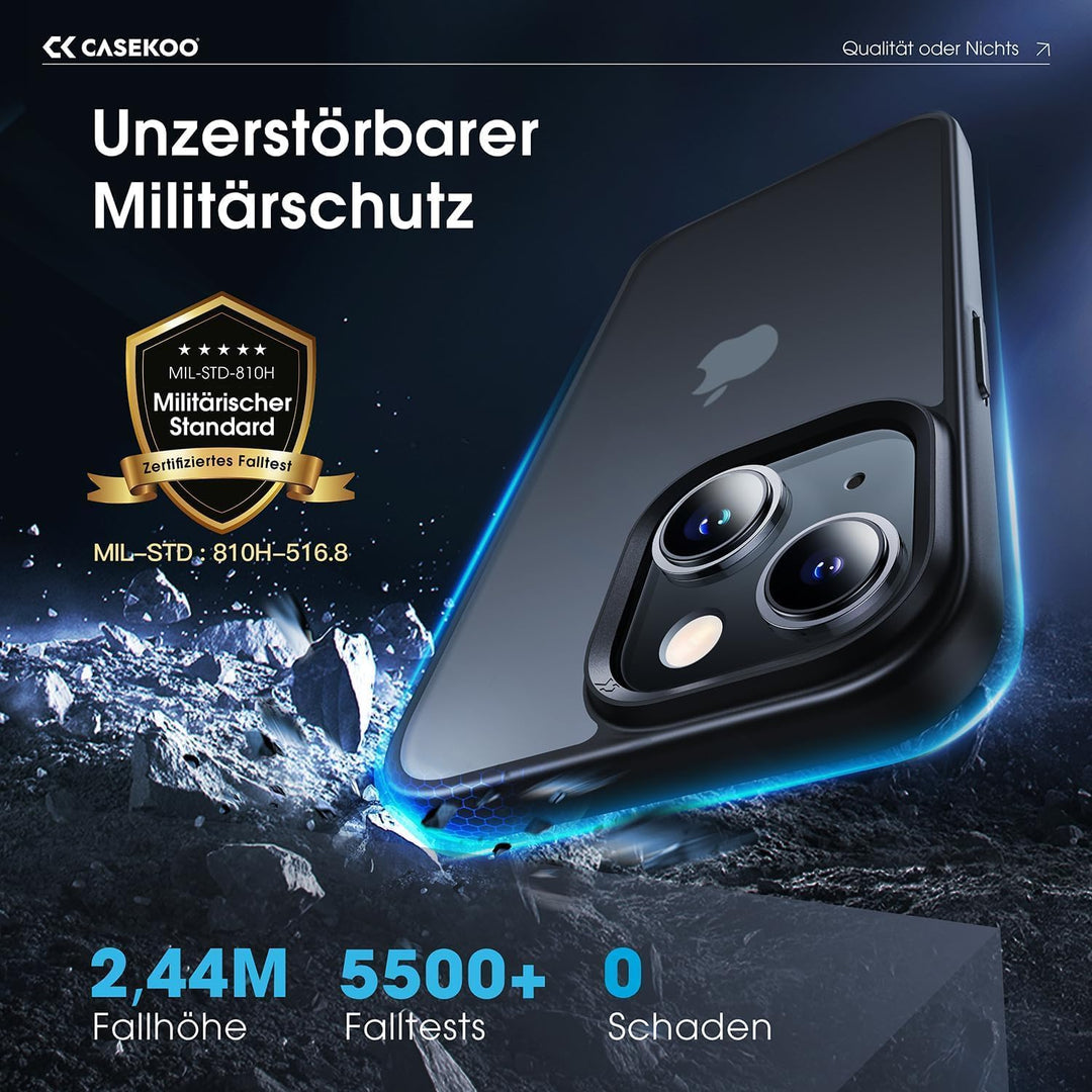 CASEKOO Matt Power für iPhone 15 Hülle [TOP Militärschutz] Stossfeste Kratzfeste Schutzhülle (Anti-F