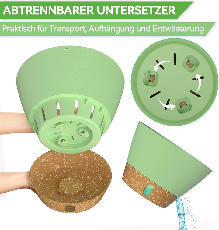 ZMTECH Blumenampel, 2er-Set Φ20cm Hängende Blumentöpfe Zum Aufhängen, Kunststoff Hängetopf mit Unter