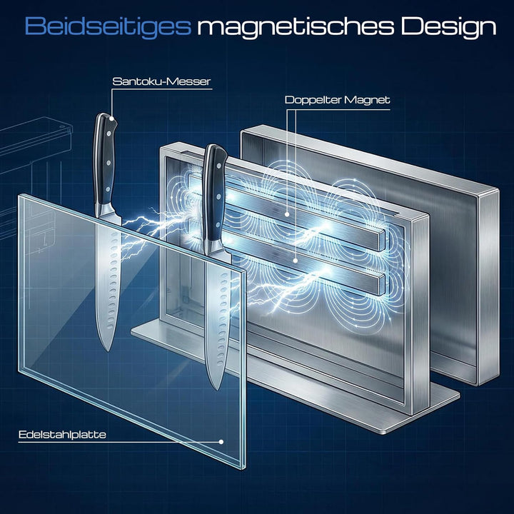 ENOKING Messerblock Magnetischer ohne Messer, 30 cm Silber Messerhalter Magnetisch aus 304 Edelstahl