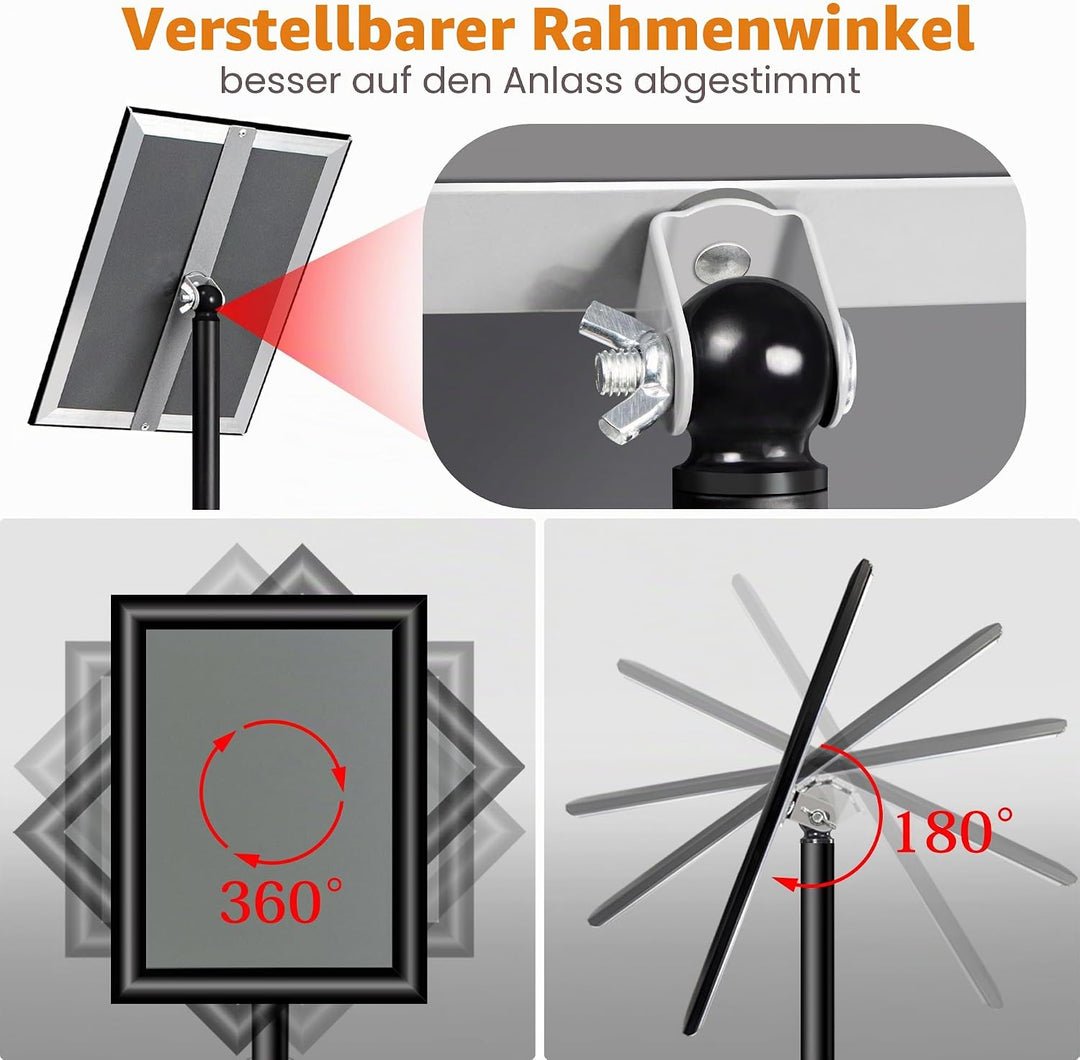 VAIIGO Verstellbarer Schilderständer, A3, Aluminium, für Poster, Menüs, Werbung, Verkauf, Notizständ