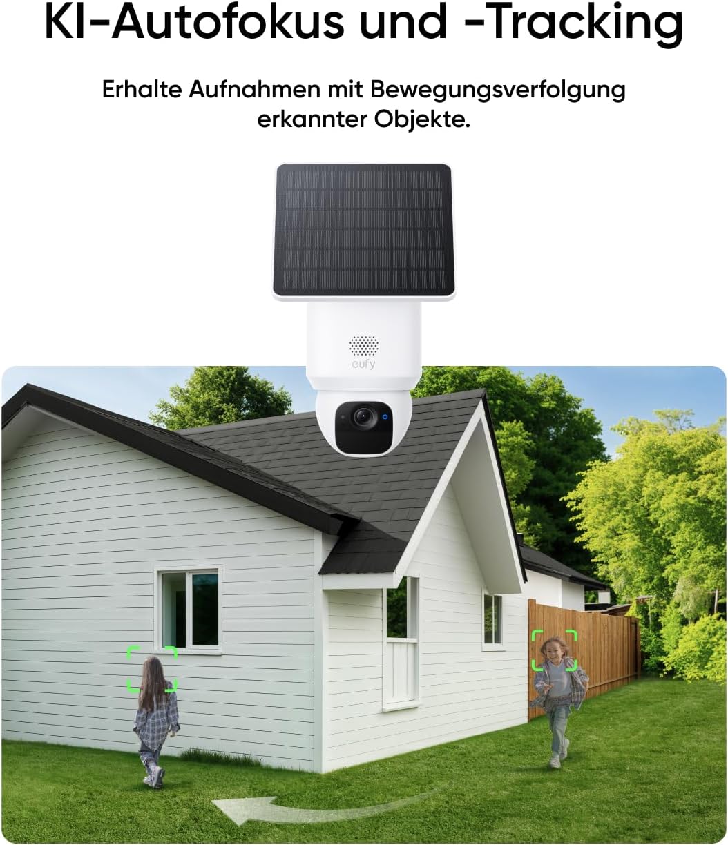 eufy eufyCam Solo E30, Solar Überwachungskamera Aussen, 360° Schwenk, KI-Tracking, 2K-Qualität, Kabe