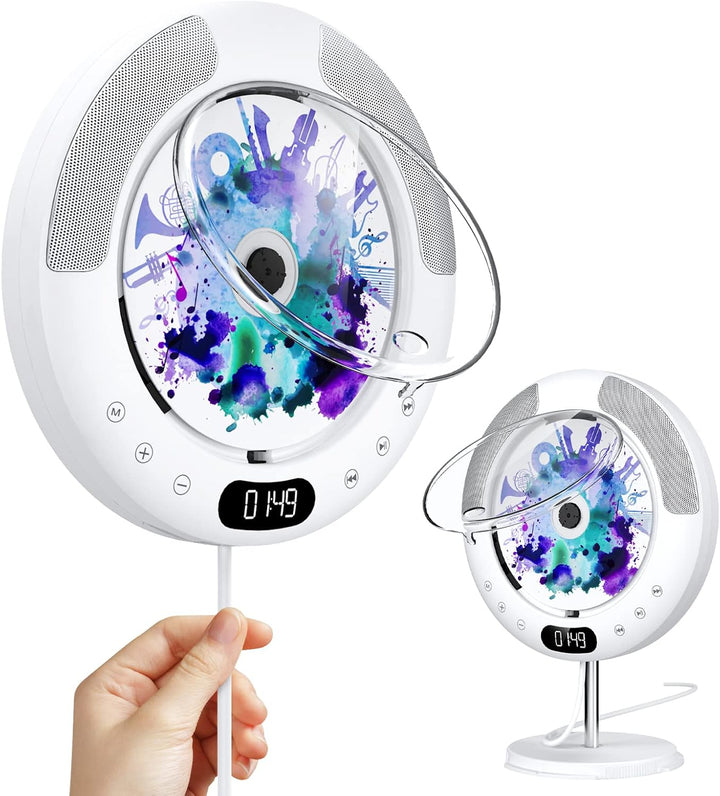 KOVCDVI CD Player Bluetooth mit Touch-Tasten Lautsprecher CD-Player für Wandmontage mit FM-Radio USB