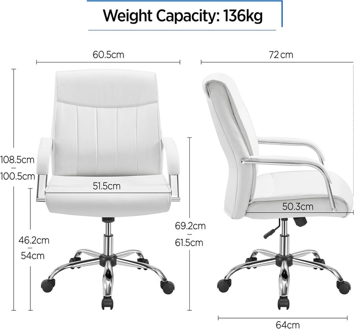 Yaheetech Bürostuhl Ergonomisch Schreibtischstuhl, Chefsessel, Drehstuhl mit Rollen, Drehbar und Wip