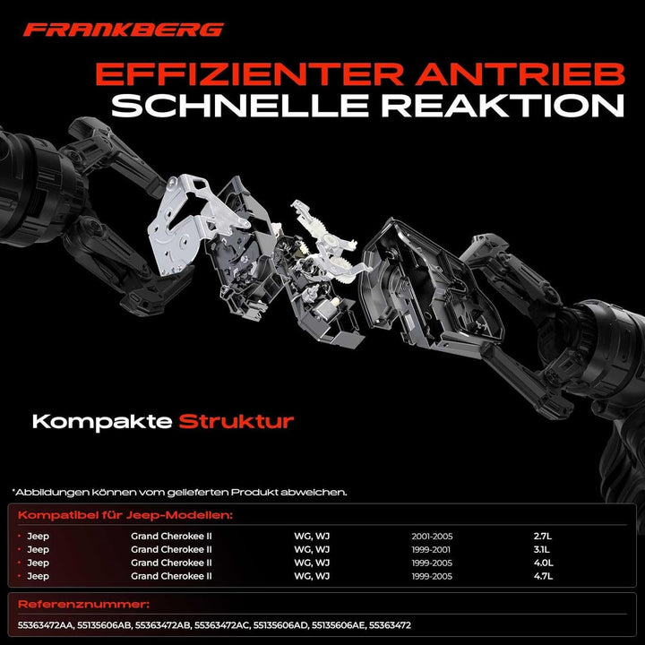 Frankberg Türschloss Stellmotor Vorne Rechts 4-Polig Kompatibel mit Grand Cherokee II WG WJ Alle Mot