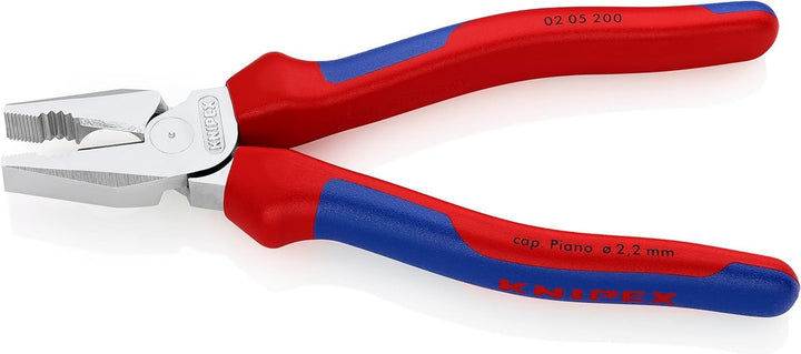 KNIPEX Kraft-Kombizange mit Comfort-Griffen verchromt 200 mm, 02 05 200 Mit Mehrkomponentenhüllen, B