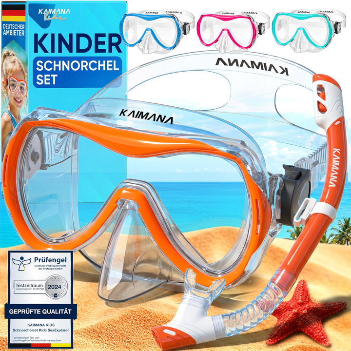 Das Neue KAIMANA® SeaExplorer Schnorchelset Kinder + Tragetasche, Taucherbrille mit Schnorchel, Tauc