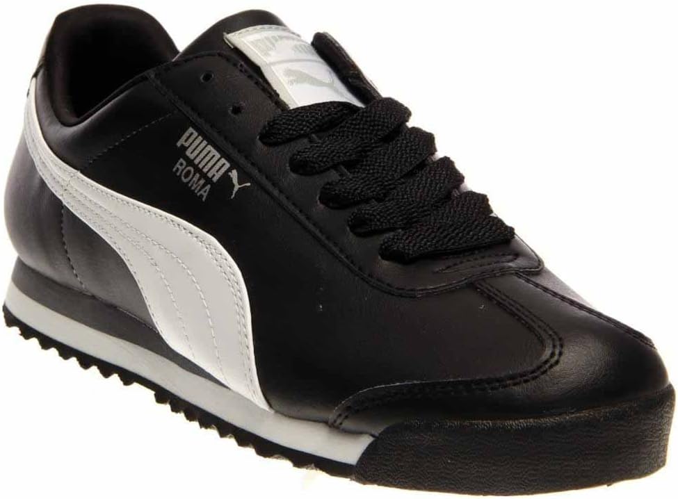 PUMA Damen Roma Basic Turnschuh 43 EU Schwarz Weiss Silberfarben, 43 EU Schwarz Weiß Silberfarb