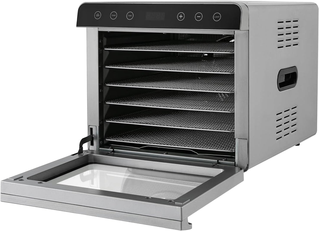 Dörrautomat, Edelstahl Dörrgerät mit 6 Einlegefächer Obsttrockner Food Dehydrator Dörrapparat für Ob