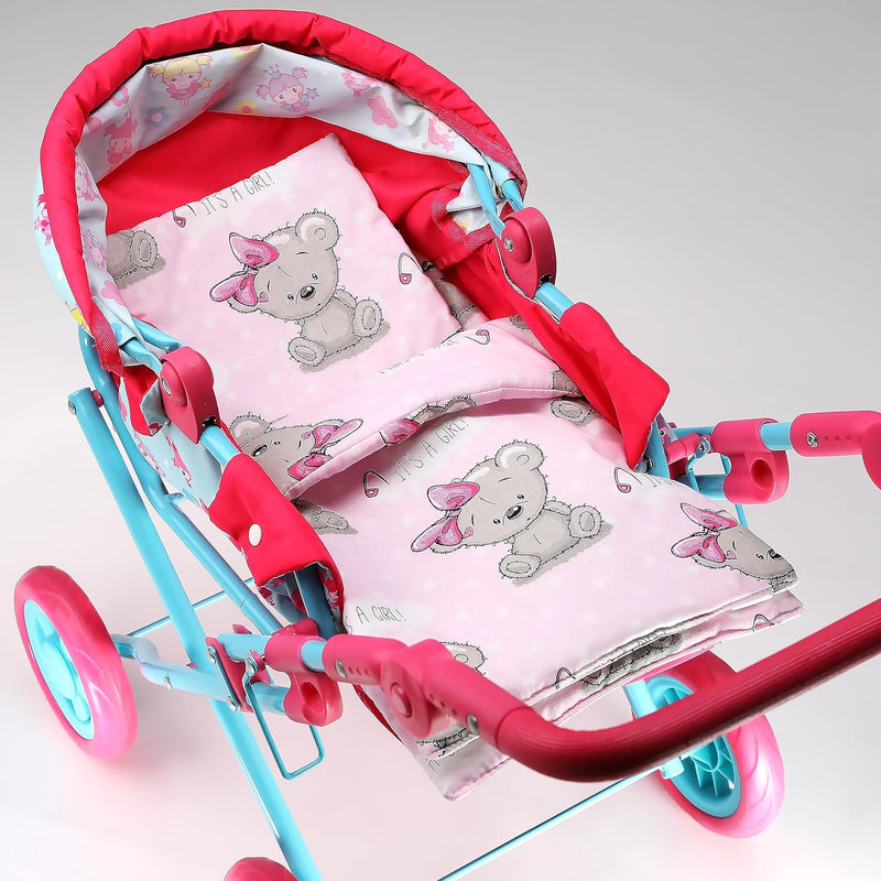 PinkZebra 3er Set Puppenbettwäsche für Puppenbett, Puppenbettzeug 3-teilig, Decke + Kissen + Matratz