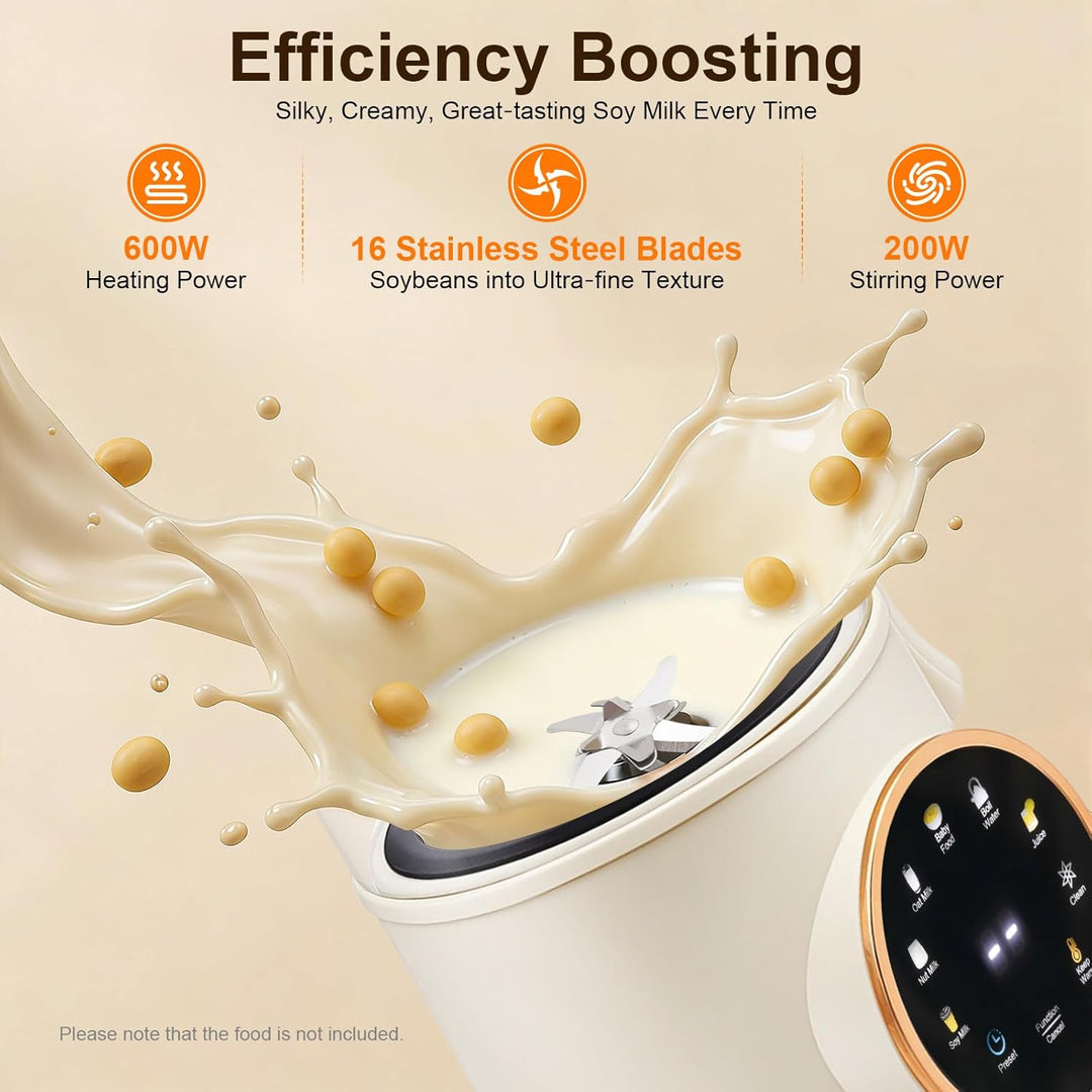 Sojamilch Maschine Nussmilchmaschine, Automatische Hafermilch Maschine & Entsafter, mit LED Anzeige,